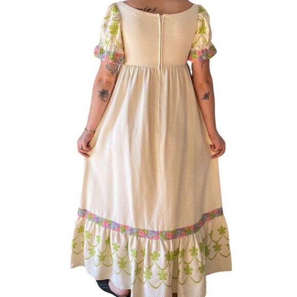 Vintage 60s Priscilla of Boston Floral Empire Waist Cottagecore Maxi Dress Sz M - Picture 4 of 9